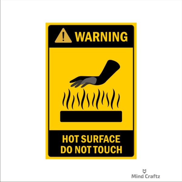 Warning Hot Surface Do Not Touch Acrylic Sign Board Single Yellow Color