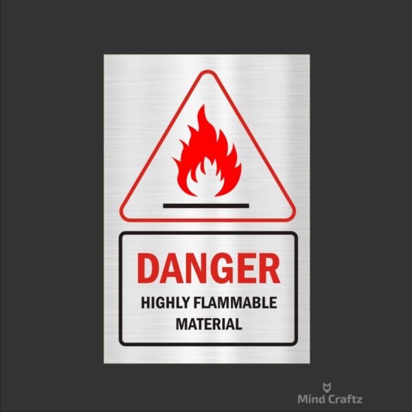 Danger Acrylic Sign Board Single Silver Color