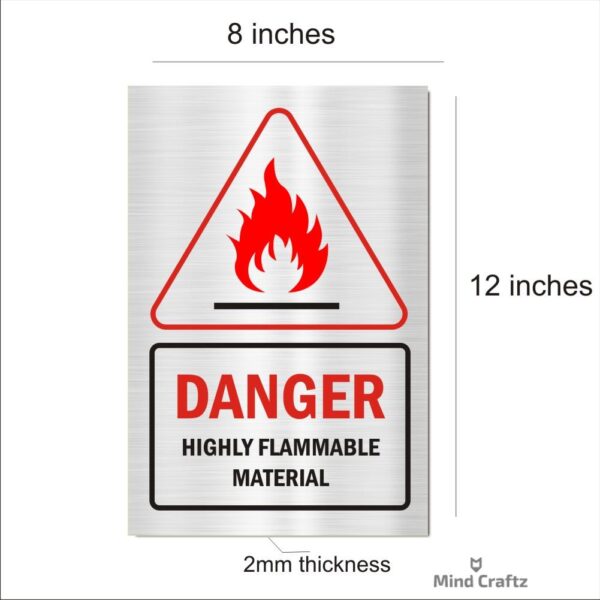 Danger Acrylic Sign Board Single Silver Color