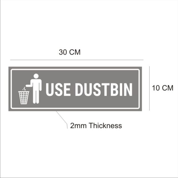 Use Dustbins Signboard gold color Acrylic 12 x 4 inches | 2mm thickness | Pack of 1