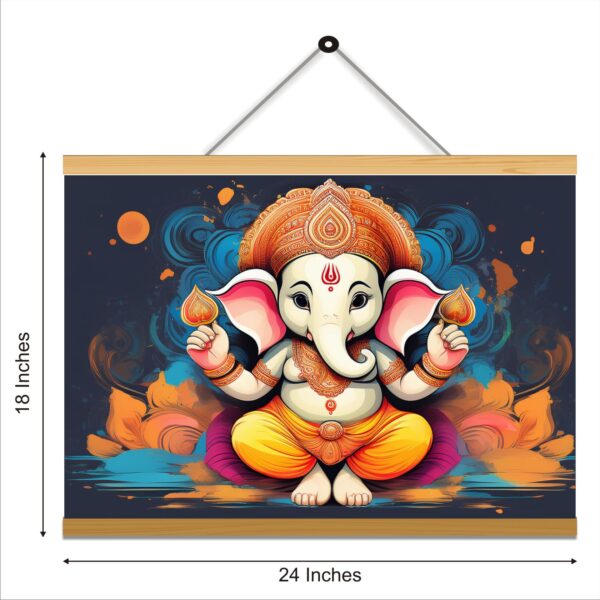 Lord Ganesh Art Printed Canvas Wall Hanging Décor 24x18 Inches