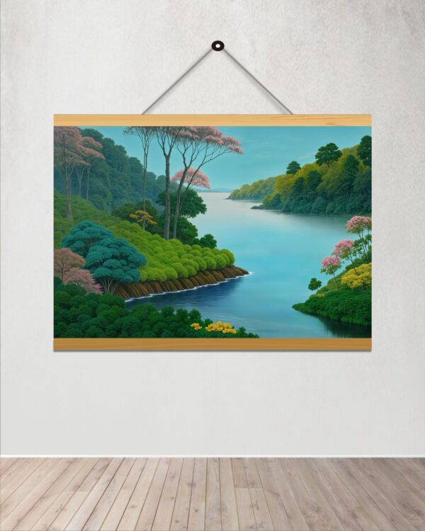 River Greenary Printed Canvas Wall Hanging Décor 24x18 inches