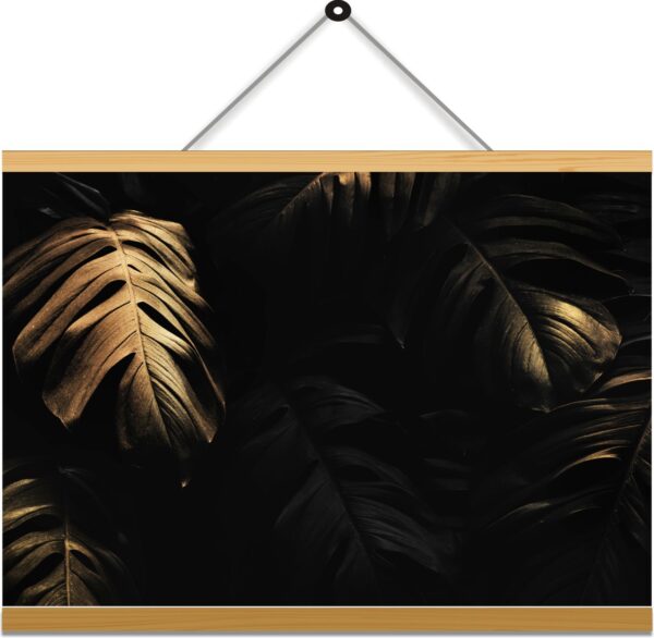 Golden Leaf Printed Canvas Wall Hanging Décor 24x18 inches