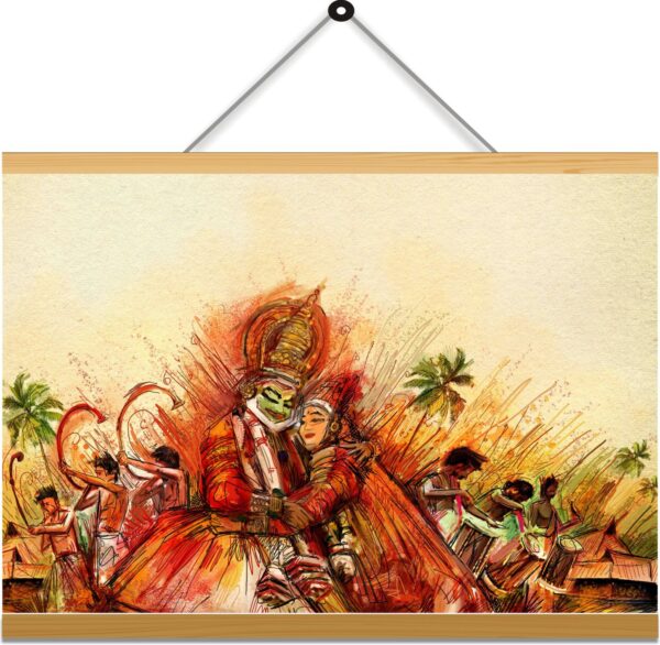 Kathakali kerala Art Printed Canvas Wall Hanging Décor 24x18 inches