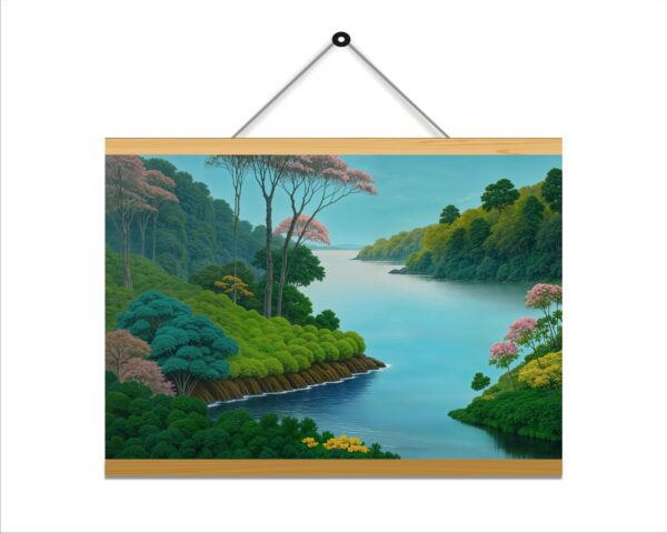 River Greenary Printed Canvas Wall Hanging Décor 24x18 inches