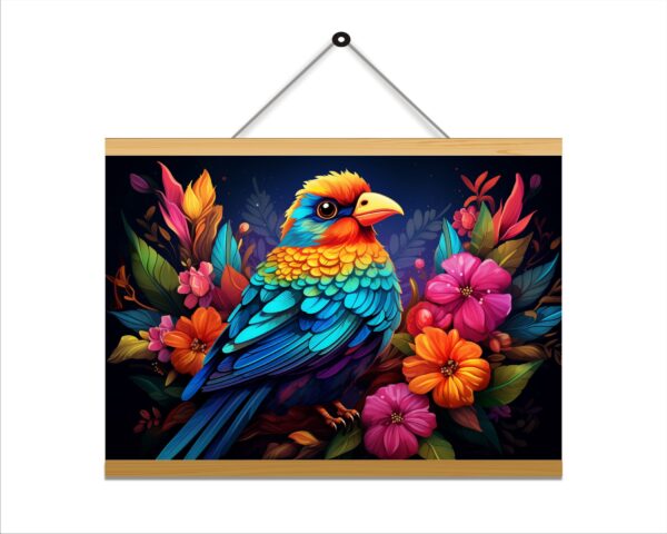 Colorful Bird Printed Canvas Wall Hanging Décor 24x18 inches
