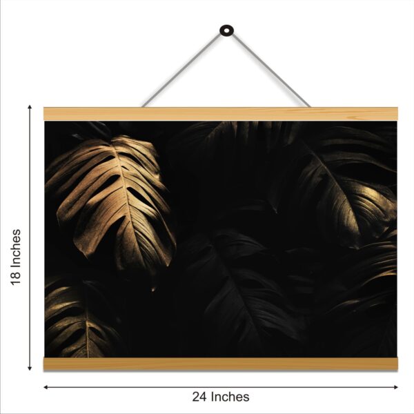 Golden Leaf Printed Canvas Wall Hanging Décor 24x18 inches