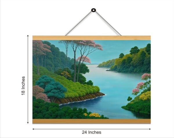River Greenary Printed Canvas Wall Hanging Décor 24x18 inches