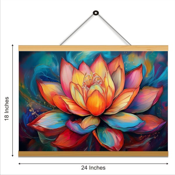 Lotus Art Drawing Printed Canvas Wall Hanging Décor 24 x 18 inches