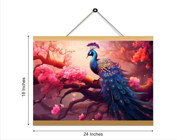 Peacock Printed Canvas Wall Hanging Décor 24x18 inches