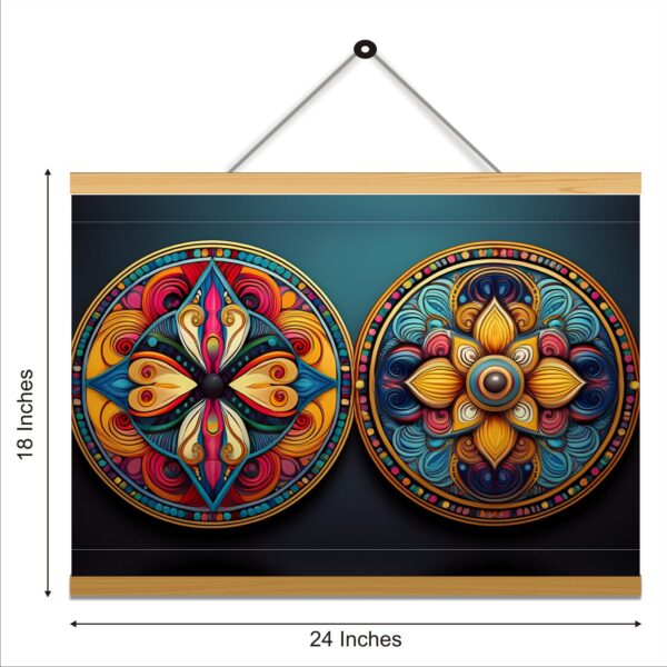 Two Mandalas  Printed Canvas Wall Hanging Décor 24x18 Inches