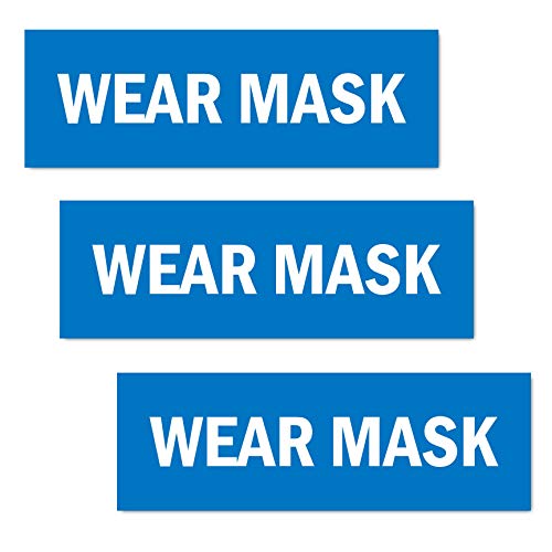 Wear Mask Sign Sticker Blue Color | Pack of 3 | 12 x 4 inches