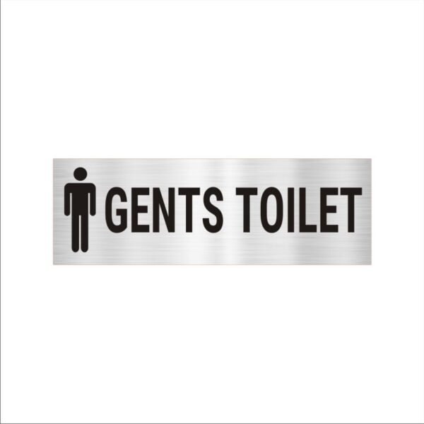 Gents Toilet Acrylic Signboard 12 x 4 inches Medium Size Silver Black Color 2mm Thickness