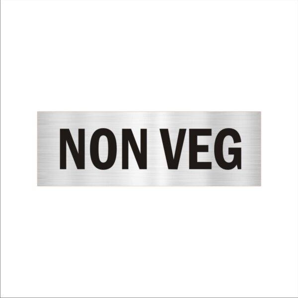 NON VEG Acrylic Signboard 12 x 4 inches Medium Size Silver Black Color 2mm Thickness