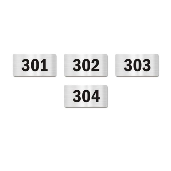 Third Floor Four Door Numbers Silver 2mm thickness 4 x 2 inches Acrylic Board Pack of 4