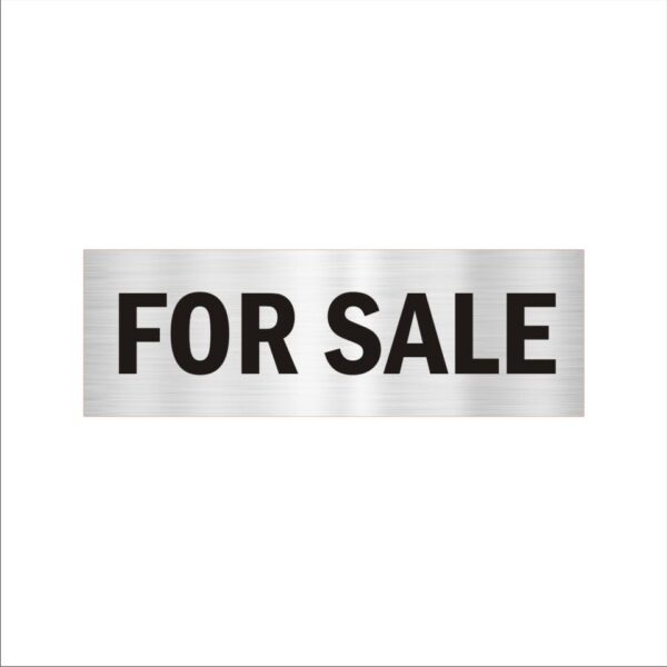 For Sale Acrylic Signboard 12 x 4 inches Medium Size Silver Black Color 2mm Thickness