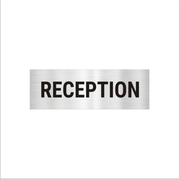 Reception Acrylic Signboard 12 x 4 inches Medium Size Silver Black Color 2mm Thickness