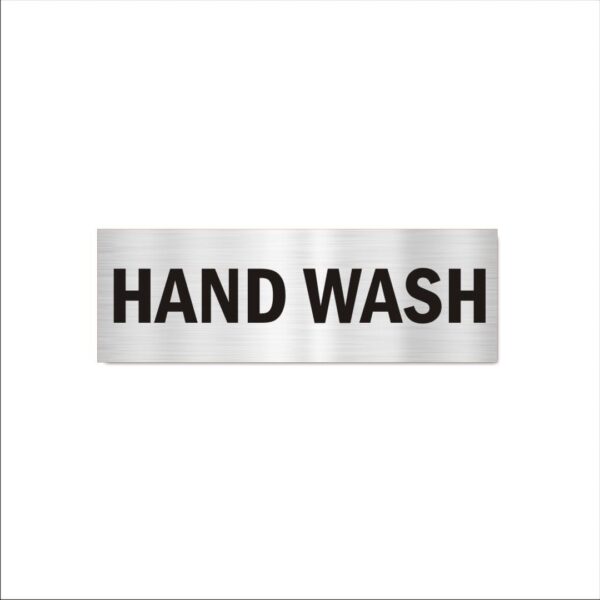 Hand Wash Acrylic Signboard 12 x 4 inches Medium Size Silver Black Color 2mm Thickness