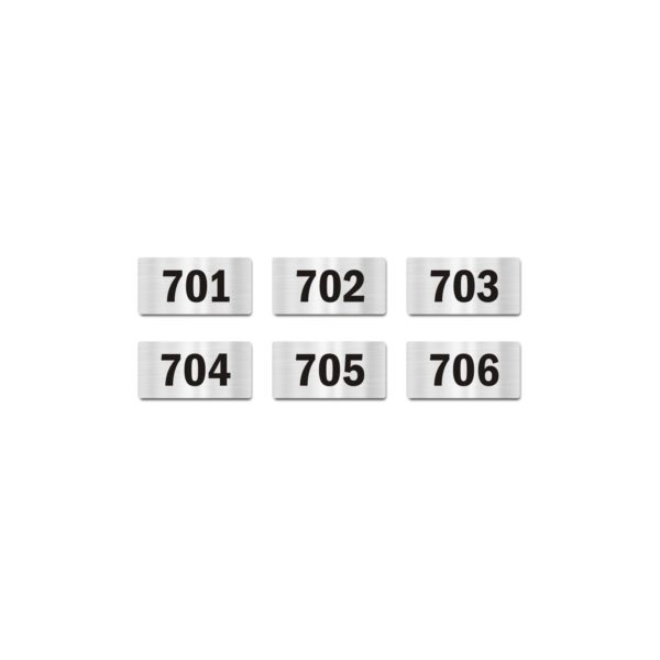 Door Numbers 701 to 706 Acrylic Board Medium Silver Color 2mm Thick 6 x 3 Inches Pack of 6 Suitable for Seventh Floor Buildings, Flats, Apartments, Racks, Shelfs for Arranging | Mindcraftz