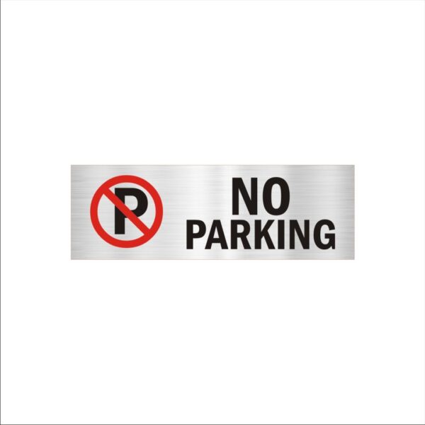 No Parking Acrylic Signboard 12 x 4 inches Medium Size Silver Black Color 2mm Thickness