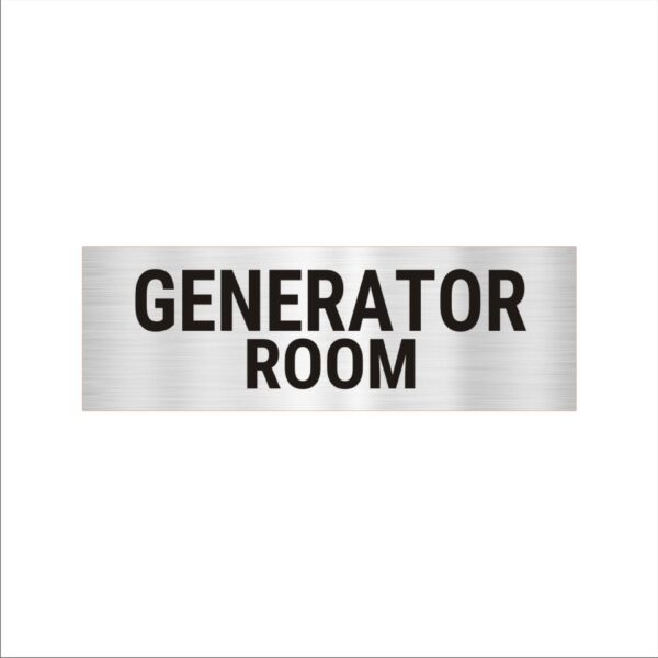 Generator Room Acrylic Signboard 12 x 4 inches Medium Size Silver Black Color 2mm Thickness