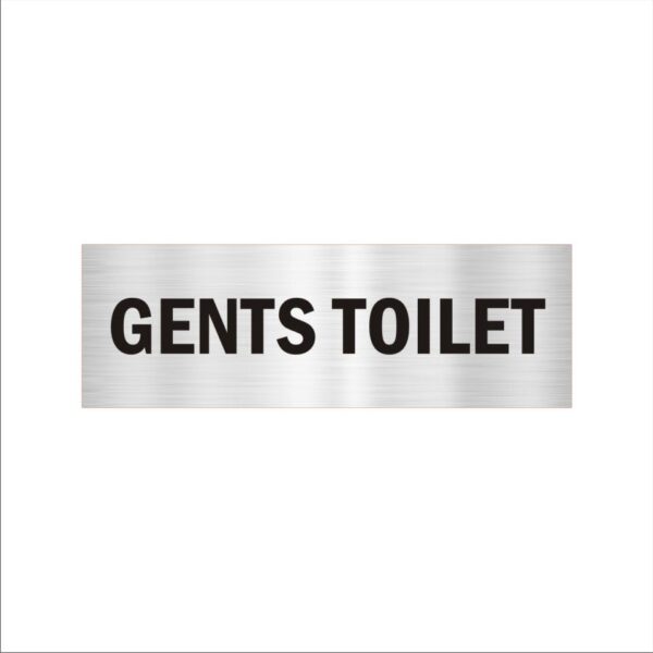 Gents + Toilet icon + Ladies + Toilet icon Acrylic sign board 12 x 4 inches 2mm thick Silver Color