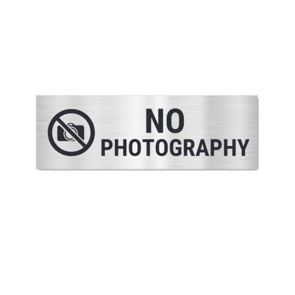 No Photography Acrylic sign board 12 x 4 inches 2mm thick Silver Color