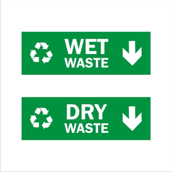 Dry Wet Waste Acrylic Signboard Green color 15x5 inches