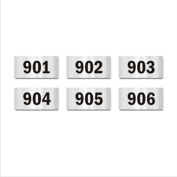 Nineth Floor Six Door Numbers Silver 2mm thickness 4 x 2 inches Acrylic Board Pack of 6