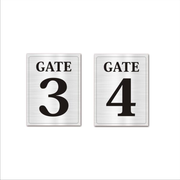 Gate 3,4 Acrylic Sign Board Silver Colour 2mm thickness12x8 Inches Pack of 2