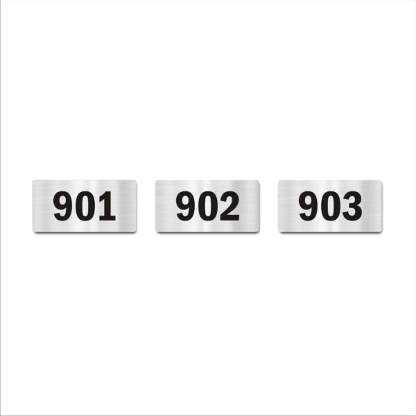 Door Numbers 901 to 903 Acrylic Board Medium Silver Color 2mm Thick 6 x 3 Inches Pack of 3 Suitable for Nineth Floor Buildings, Flats, Apartments, Racks, Shelfs for Arranging | Mindcraftz
