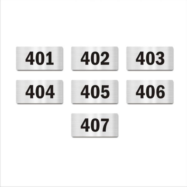 Fourth Floor Seven Door Numbers Silver 2mm thickness 4 x 2 inches Acrylic Board Pack of 7