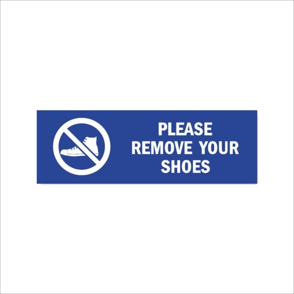 Please Remove Your Shoes Acrylic Signboard Blue Color English 12x4 inches | 2mm thickness | Pack of 2
