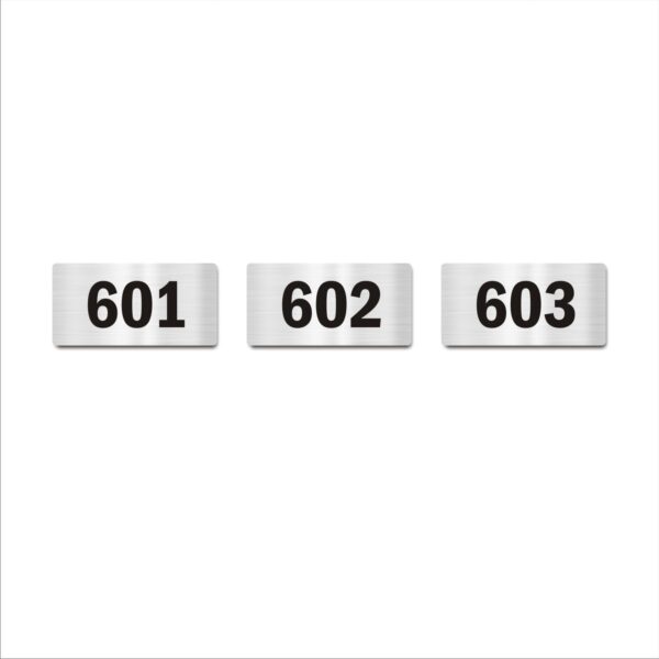 Sixth Floor Three Door Numbers Silver 2mm thickness 4 x 2 inches Acrylic Board Pack of 3