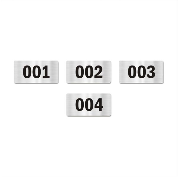 Door Numbers 001 to 004 Acrylic Board Medium Silver Color 2mm Thick 6 x 3 Inches Pack of 4 Suitable for Ground Floor Buildings, Flats, Apartments, Racks, Shelfs for Arranging | Mindcraftz