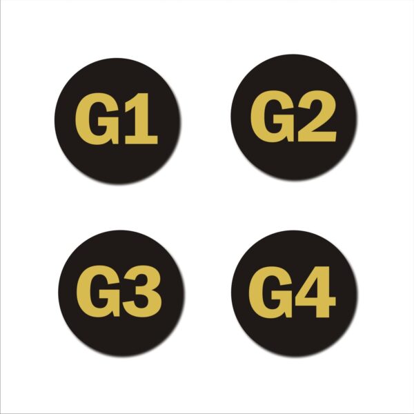 Ground Floor G1,G2,G3,G4 Door Numbers Round Acrylic Sign Board Black Colour 2mm Thick 4x4 Inches | Medium | Pack of 4 | Mindcraftz