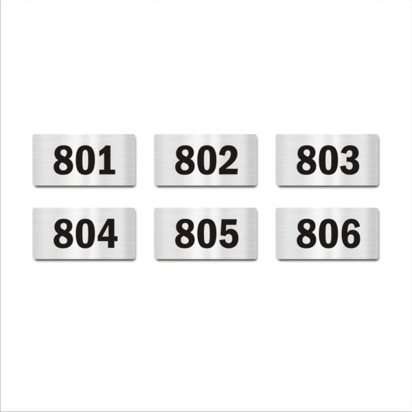 Eighth Floor Six Door Numbers Silver 2mm thickness 4 x 2 inches Acrylic Board Pack of 6
