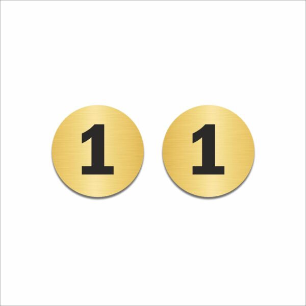 Number One Round Acrylic Sign Board | Gold 6 x 6 Inches 2mm Thick | Multipurpose Section, Cabin, Counter, Rack & Floor Number | Arranging Numbers |Ideal for Office, Warehouse | Mindcraftz
