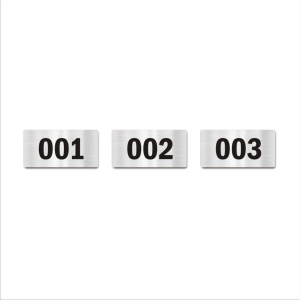 Door Numbers 001 to 003 Acrylic Board Medium Silver Color 2mm Thick 6 x 3 Inches Pack of 3 Suitable for Ground Floor Buildings, Flats, Apartments, Racks, Shelfs for Arranging | Mindcraftz