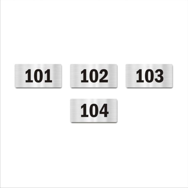 Door Numbers 101 to 104 Acrylic Board Medium Silver Color 2mm Thick 6 x 3 Inches Pack of 4 Suitable for First Floor Buildings, Flats, Apartments, Racks, Shelfs for Arranging | Mindcraftz