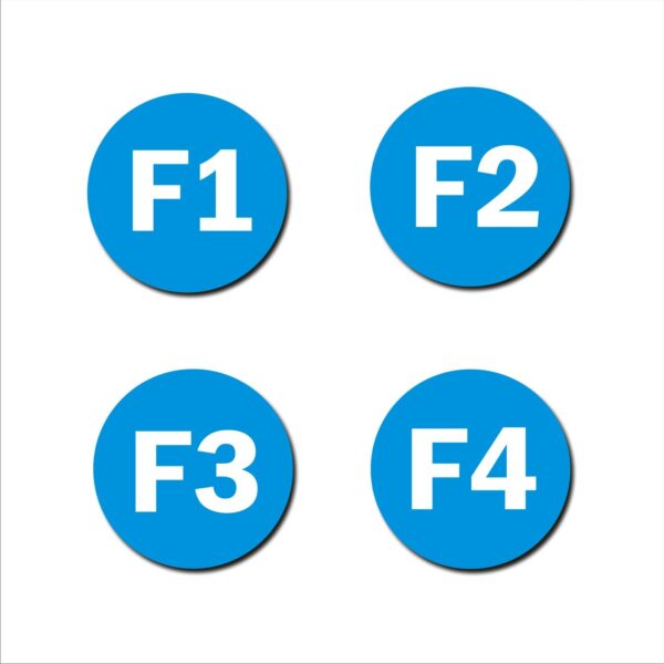 First Floor F1,F2,F3,F4 Door Numbers Acrylic Sign Board Blue Colour 2mm Thick 4x4 Inches Pack of 4 | Mindcraftz