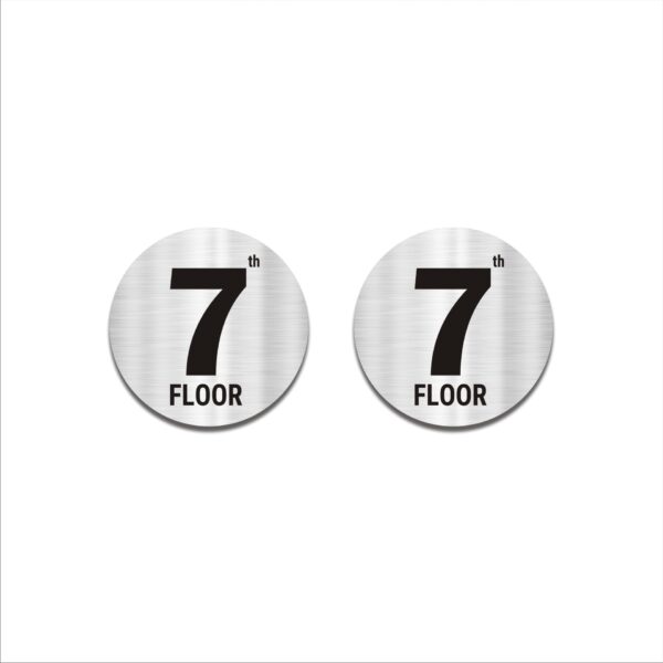 Round Seventh Floor Acrylic Sign Board Silver Colour 2mm thickness 6x6 Inches Pack of 2