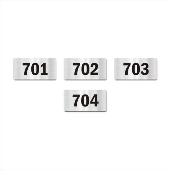 Door Numbers 701 to 704 Acrylic Board Medium Silver Color 2mm Thick 6 x 3 Inches Pack of 4 Suitable for Seventh Floor Buildings, Flats, Apartments, Racks, Shelfs for Arranging | Mindcraftz