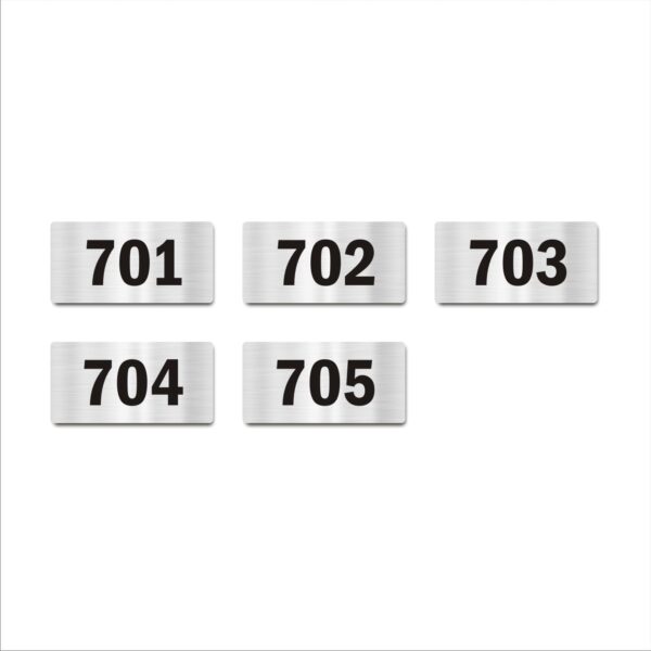 Door Numbers 701 to 705 Acrylic Board Medium Silver Color 2mm Thick 6 x 3 Inches Pack of 5 Suitable for Seventh Floor Buildings, Flats, Apartments, Racks, Shelfs for Arranging | Mindcraftz