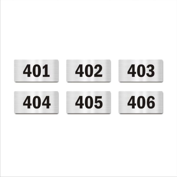 Fourth Floor Six Door Numbers Silver 2mm thickness 4 x 2 inches Acrylic Board Pack of 6