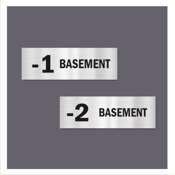 B1 and B2 Basement Number Acrylic Sign Board Silver Color