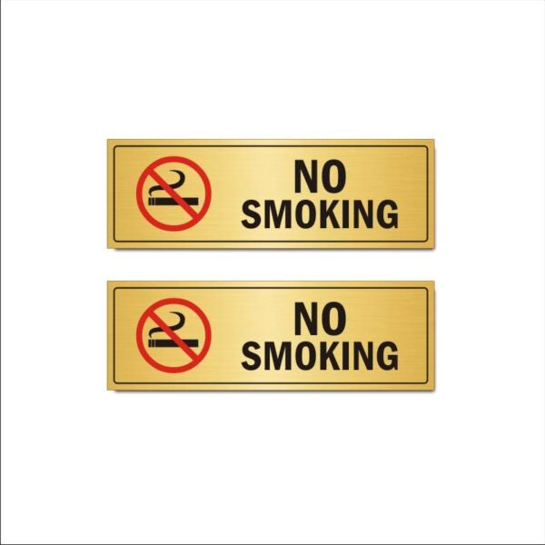 No Smoking Acrylic Sign Board Combo Gold Color 12 x 4 Inches | Premium Warning Signage | 2mm Thick | Pack of 2 | Mindcraftz