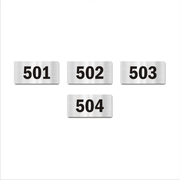 Door Numbers 501 to 504 Acrylic Board Medium Silver Color 2mm Thick 6 x 3 Inches Pack of 4 Suitable for Fifth Floor Buildings, Flats, Apartments, Racks, Shelfs for Arranging | Mindcraftz