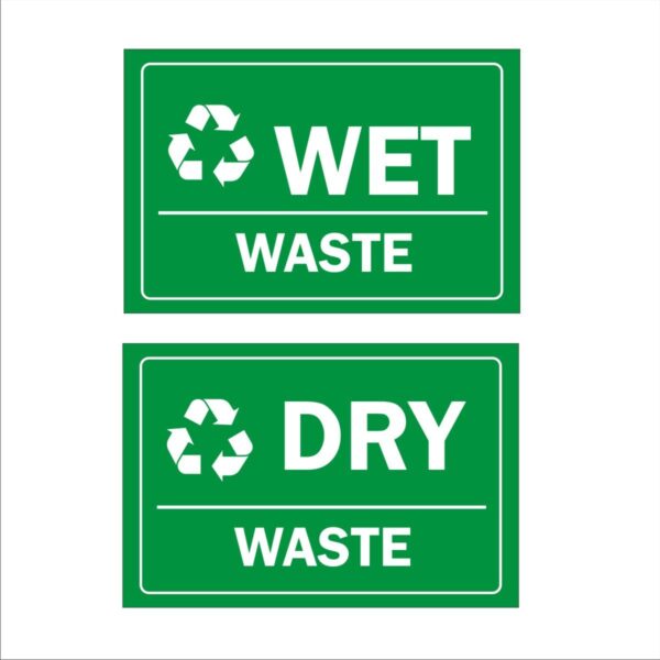 Dry Wet Waste Acrylic Signboard Green color 12x8 inches
