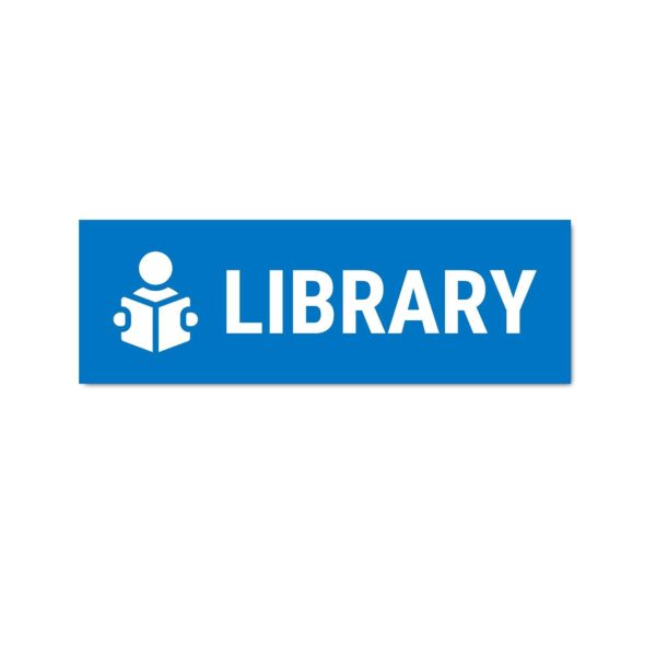 Library Sign Board Blue Color Sticker | Pack of 3 |12 x 4 inches